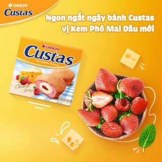 [Tết 2026] 12P Bánh bông lan Custas Orion vị Dâu/ Kem trứng/ Cốm/ Tiram