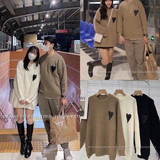(Ảnh thật) Áo len thêu tim pha da mặc đôi nam nữ the.sweaterweather TSW