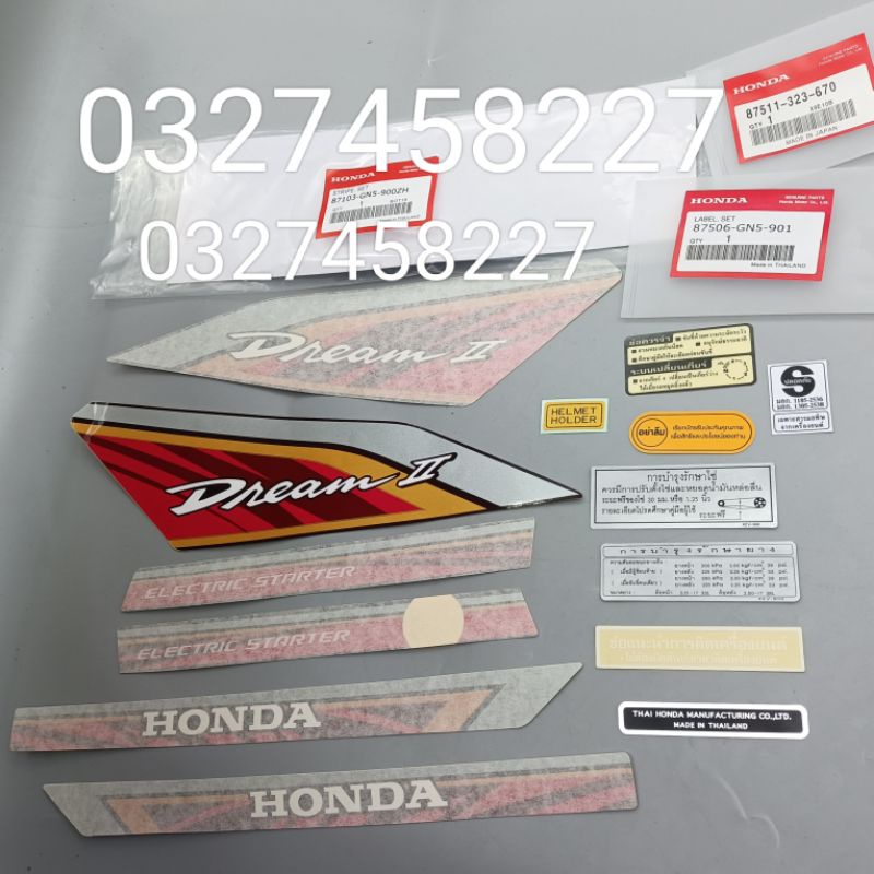 Full bộ tem lửa xe DREAM thái luôn tem thông số zin Honda