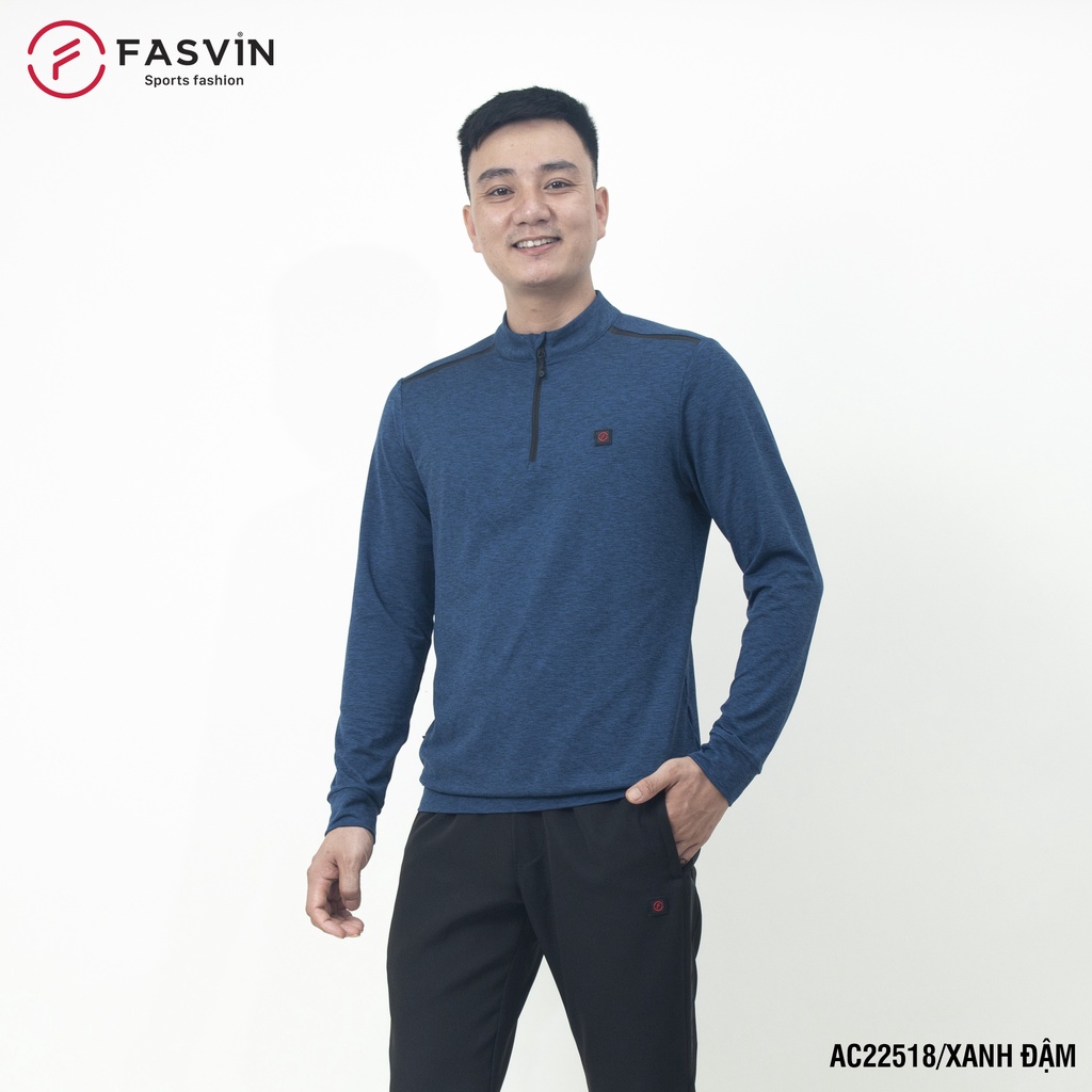 Áo thể thao nam Fasvin AC22518.HN chất Melanger cổ tàu vải mềm mại co giãn thoải mái.