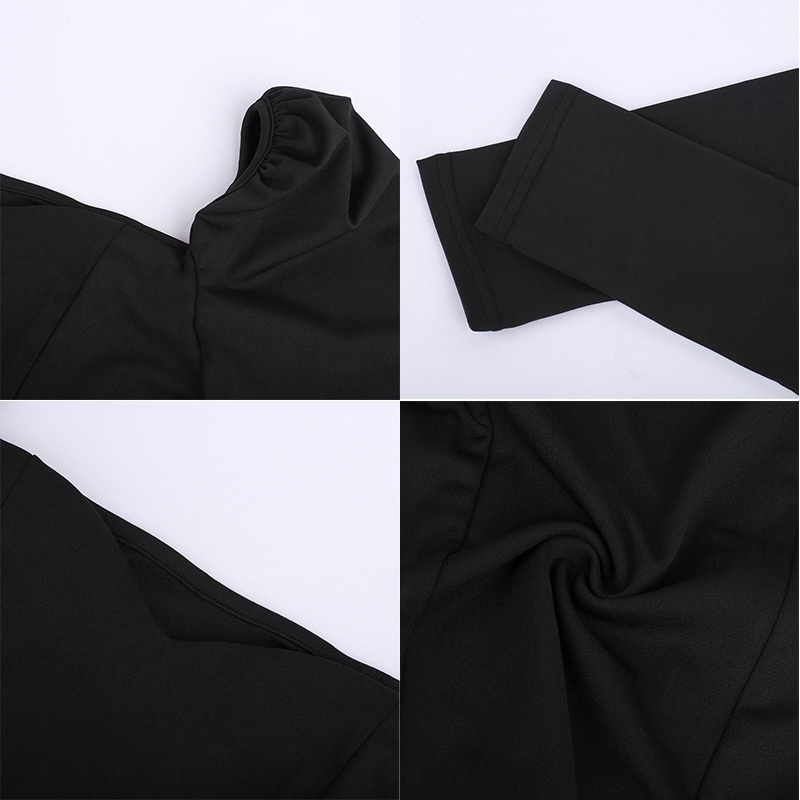 Áo kiểu TODOBLACK tay phồng cổ chữ V màu trơn phong cách Hàn Quốc thời trang mùa thu quyến rũ cho nữ