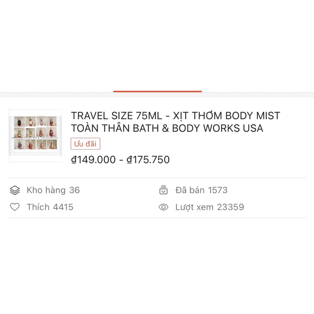 TRAVEL SIZE 75ML - Xịt Thơm Dưỡng Toàn Thân Body Mist Bath & Body Works Usa