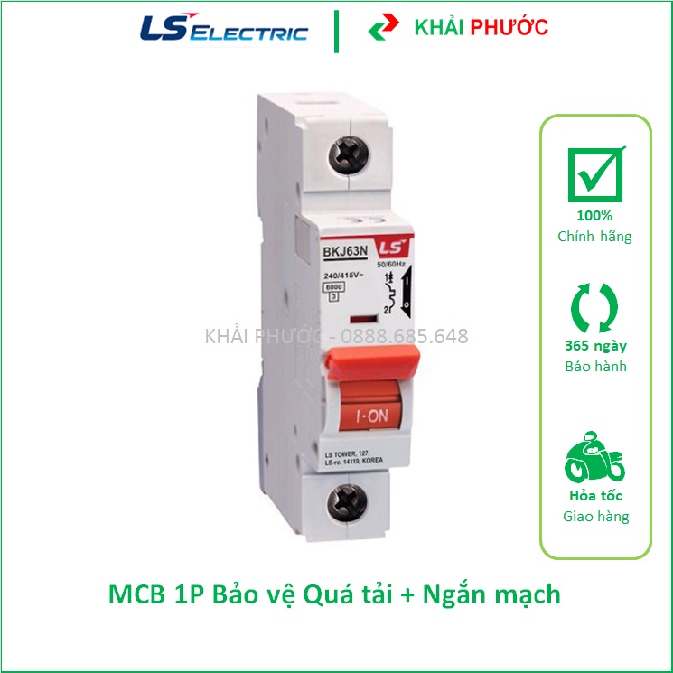 MCB 1P CB tép cầu dao 1 pha 6A 10A 16A 20A 25A 32A 40A 50A 63 6kA LS BKJ63N 1P Áp tô mát tép át tép aptomat - KHẢI PHƯỚC