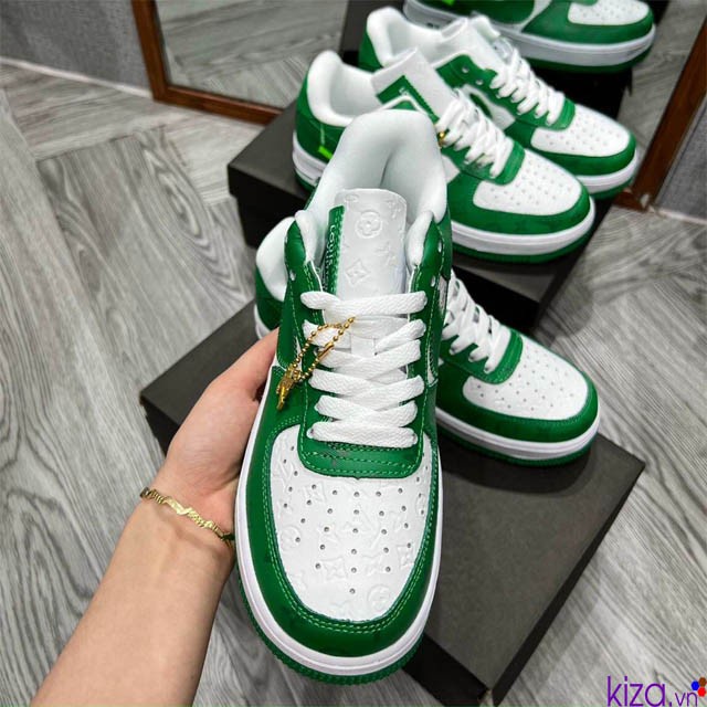 Giày AF1 LV xanh lá , Giày thể thao Air Force 1 Low By Virgil Abloh White Green bản chuẩn full box bill