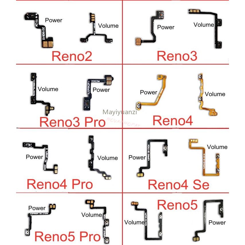 Mạch Nút Nguồn Và Nút Điều Chỉnh Âm Lượng Cho Điện Thoại Oppo Reno 2 2Z 3 3PRO 4 4PRO 4SE 5 5PRO 6 6PRO 5G ACE Z 2F Pro SE