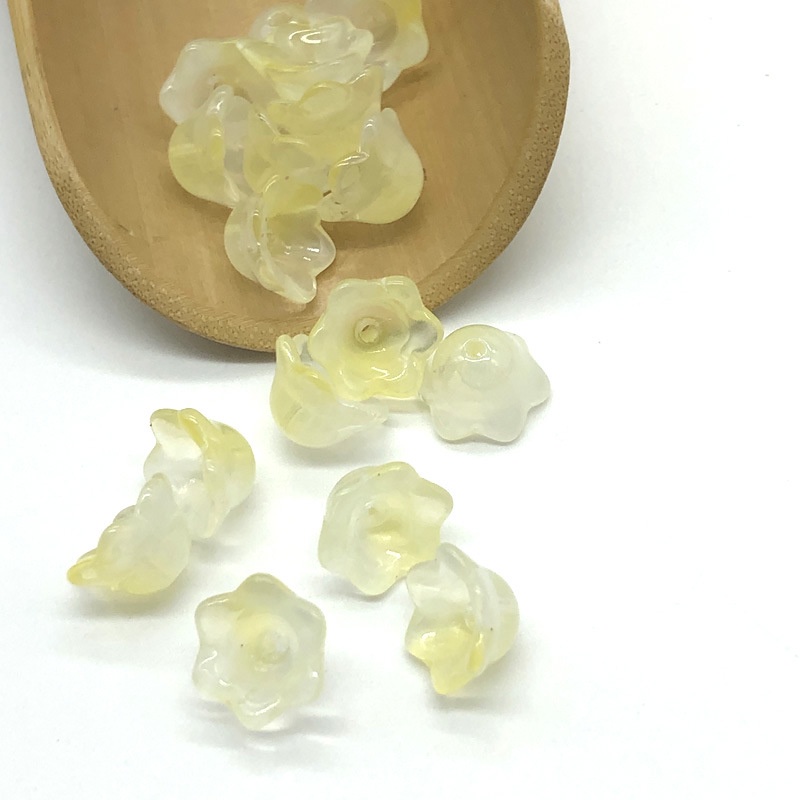 (5 cái)Nụ hoa linh lan thủy tinh 6*10mm, Nguyên liệu làm trang sức cổ trang, Nguyên liệu diy