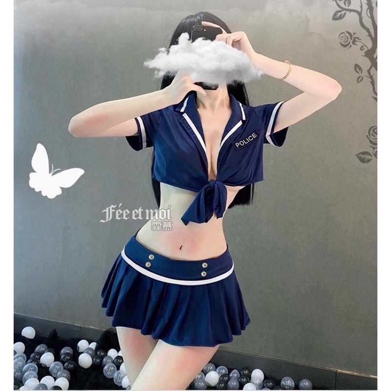 Tặng kèm chip - Bộ cosplay nữ cảnh sát gợi cảm CS03( không kèm tất ren