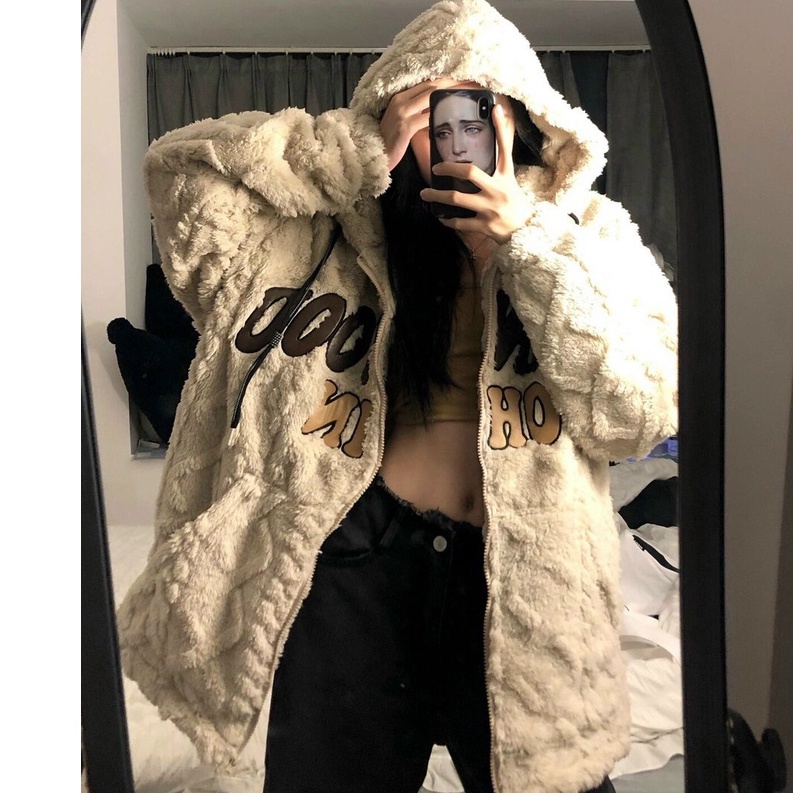 Áo Khoác Lông Dày Thêu Ohin Vintage Unisex Xuongmayanhthu269  Chất Nỉ Dày Hàn Quốc Nam Nữ