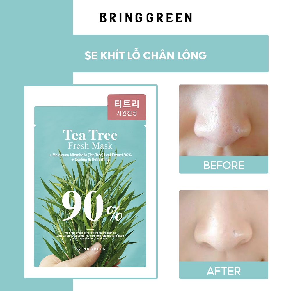 Mặt Nạ Tràm Trà Dưỡng Da Bring Green Tea Tree 90% Fresh Mask 20g (10pcs)