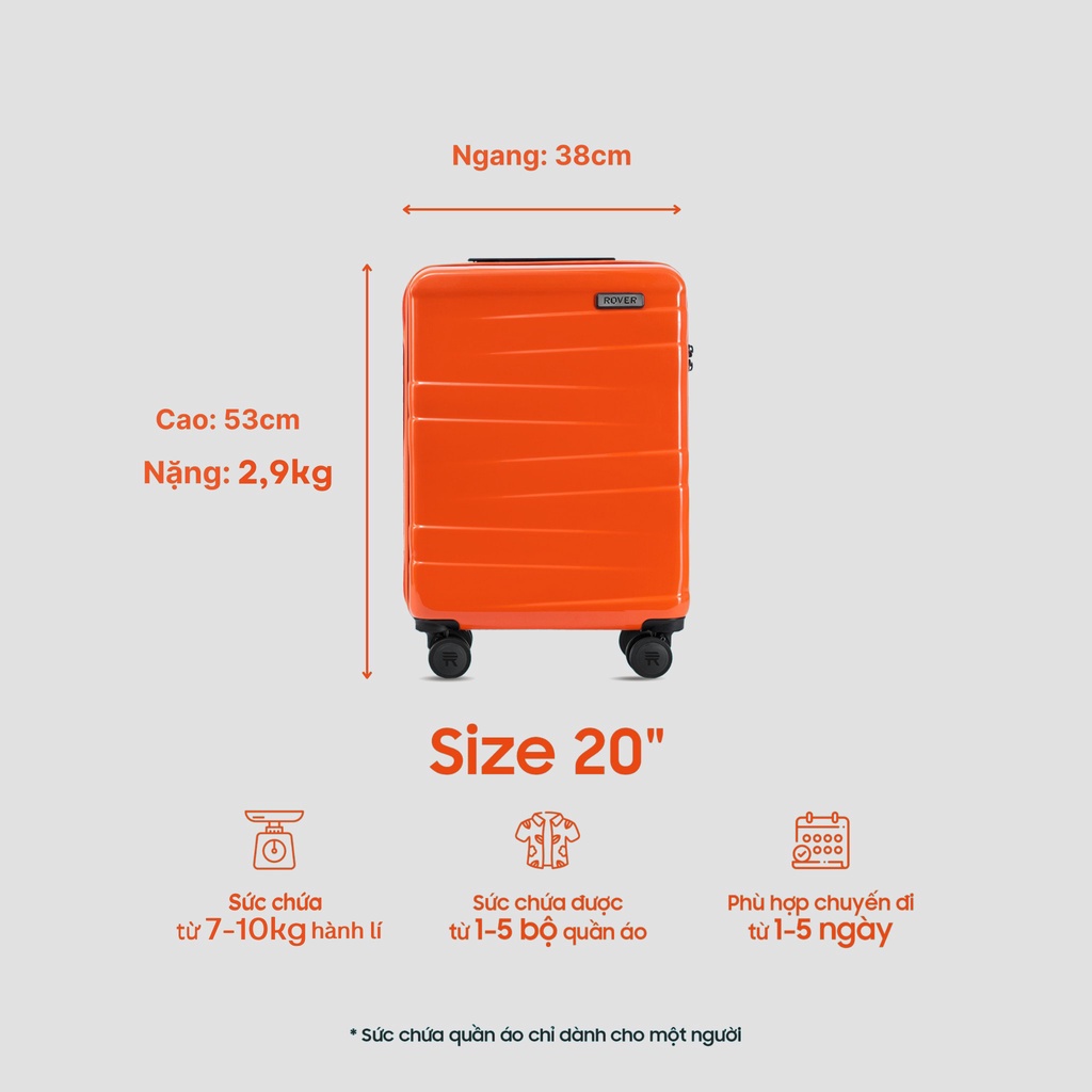 Vali Size 20 - Vali kéo Du lịch Rover One - Vali Xách Tay 7kg ...
