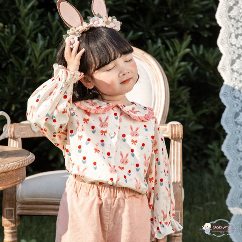 Áo Thun Cổ Búp Bê Họa Tiết Hoạt Hình Dễ Thương Cho Bé Gái