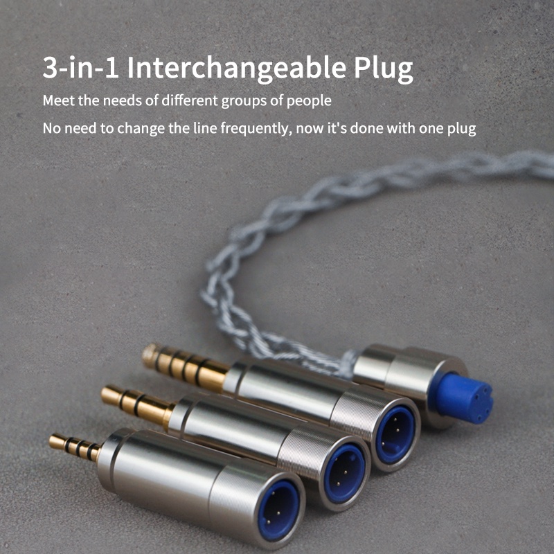 Dây Cáp Nâng Cấp BGVP F5 MMCX 4 Sợi 560 Lõi Monocrystalline Mạ Bạc 3 Trong 1