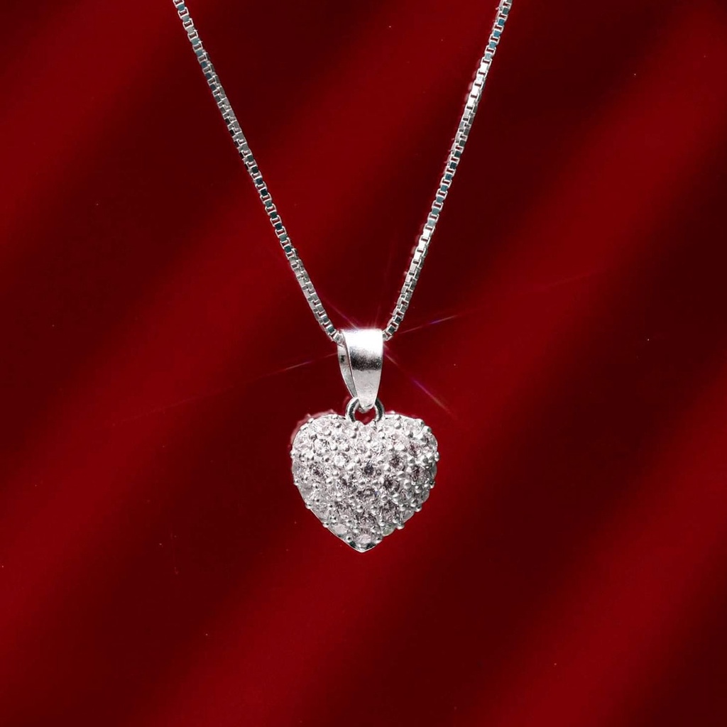 Dây chuyền bạc nữ PANSY tim đá sang chảnh - Vòng cổ nữ bạc ta cao cấp hình trái tim tình yêu