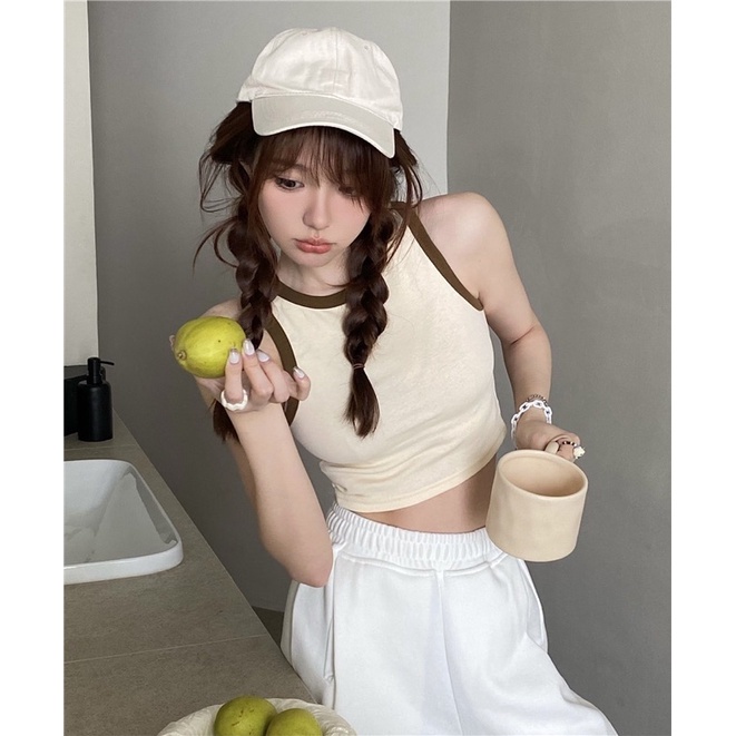 Áo Croptop BA LỖ PHỐI VIỀN Basic Trơn Nữ Thun Gân Kiểu Ôm Body