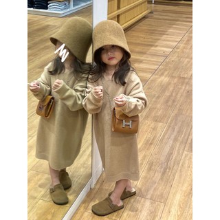 Đầm hoodie thu đông 2022 dáng dài vừa phải phong cách hàn quốc mới cho bé gái