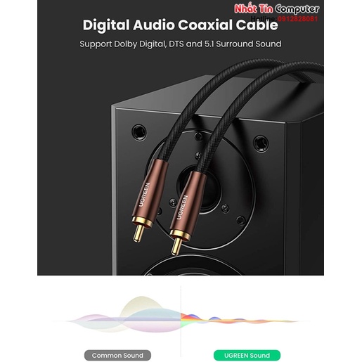 Cáp âm thanh Audio Coaxial RCA to RCA bọc Nynol dài 1M Ugreen 70684 cao cấp