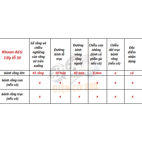 Nhông bánh răng khoan AEG 41 Răng 10x45mm không gù