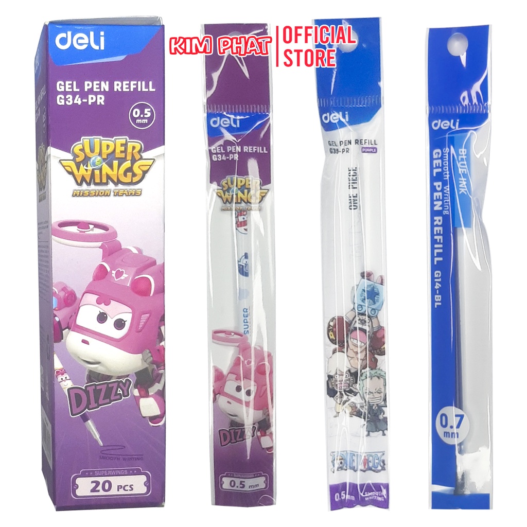 Ruột bút nước mực gel Deli G14 / G34 / G35 / G36 / 0.5mm / 0.7mm Xanh Đỏ Đen Tím