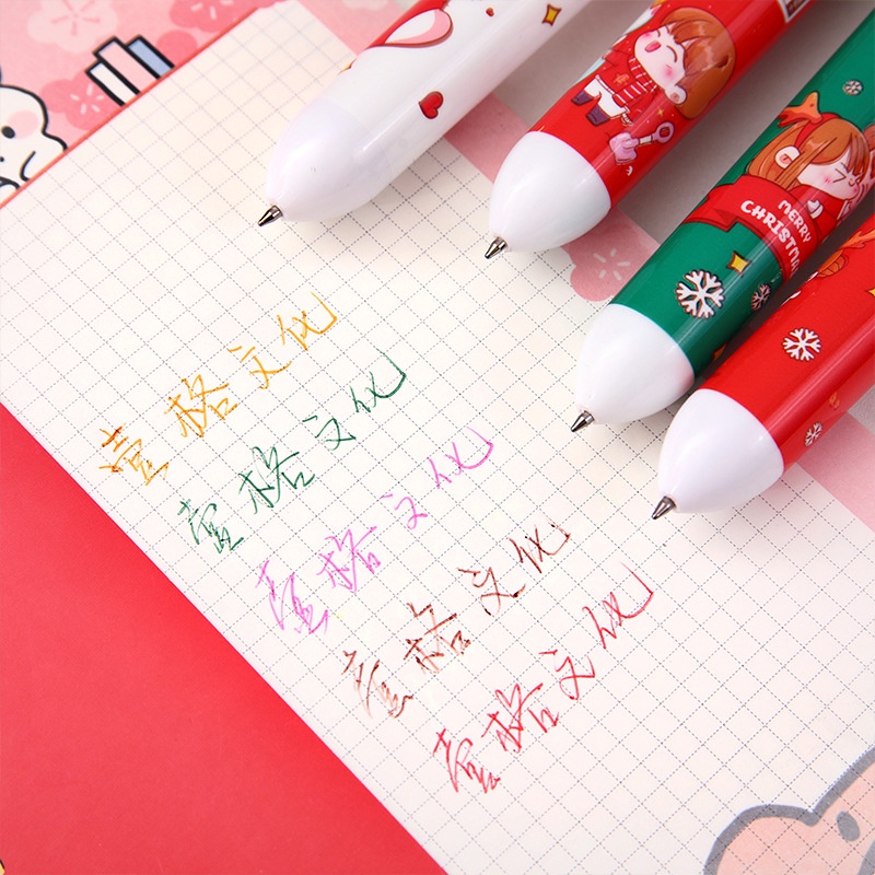 Bút Bi 0.5mm 10 Màu Họa Tiết Giáng Sinh Hoạt Hình