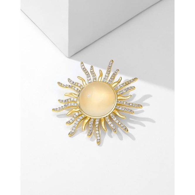 Ghim Cài Áo Hình Mặt Trời / Đá opal Chống Trượt Thời Trang Cho Nữ