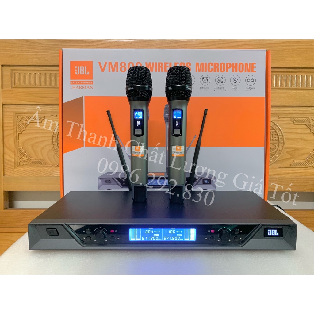 Micro Không Dây JB'L VM 800 Thế Hệ Mới 2022 :Tự Ngắt , Dò Sóng.Hút Giong,Hát Nhẹ,Giọng Mềm,Chống Hú Tốt.Chuyên Karaoke