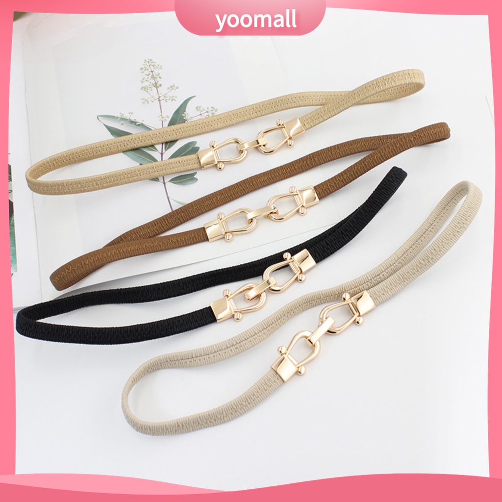 Thắt Lưng Giả Da Bản Nhỏ Co Giãn Khóa Kim Loại Chống Mài Mòn Thời Trang Cho Nữ