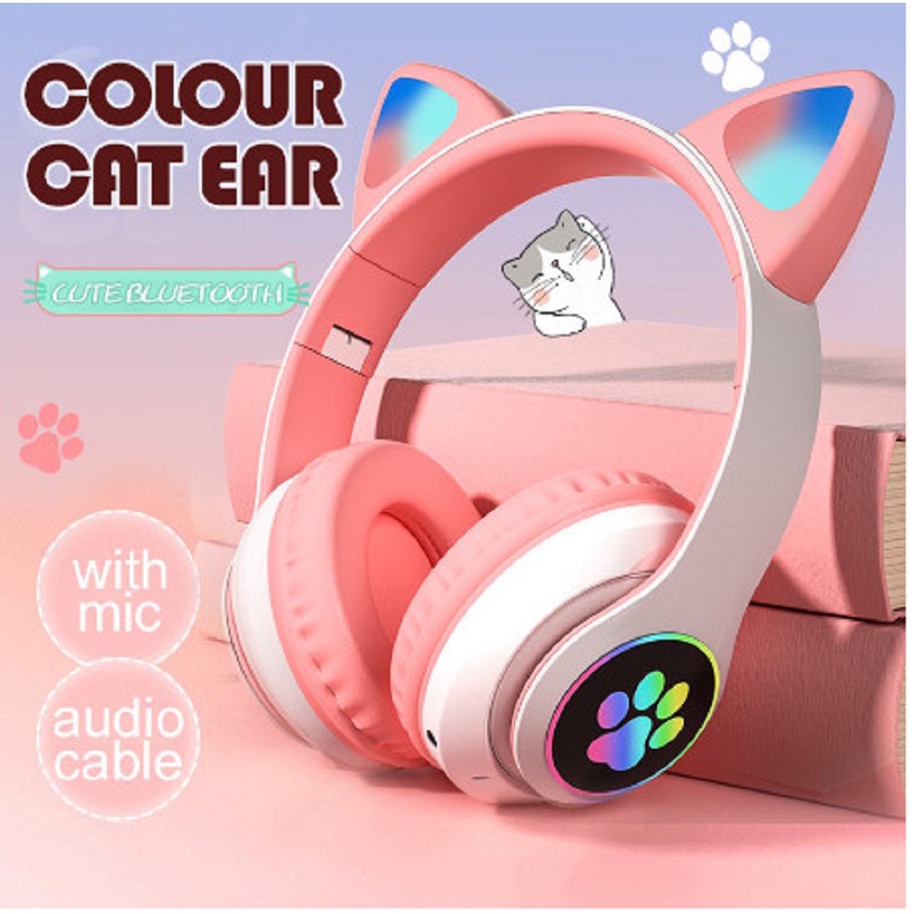 Tai Nghe Không Dây Kết Nối Bluetooth P47, Tai nghe mèo P47, mèo B39, Có Khe Cắm Thẻ Nhớ