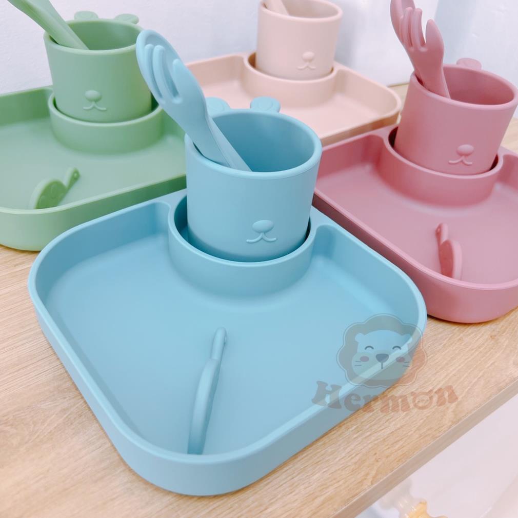 Set ăn dặm silicon Hermon hình thỏ - phân phối chính hãng - Bibi Kids