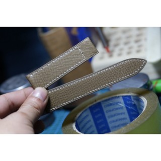 Dây đồng hồ handmade Da epsom xám sẫm