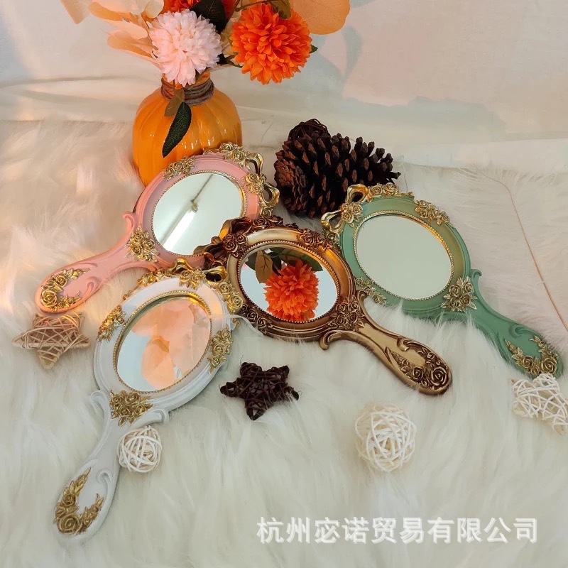 Gương trang điểm cầm tay 10MK phong cách hoàng gia châu Âu cổ điển