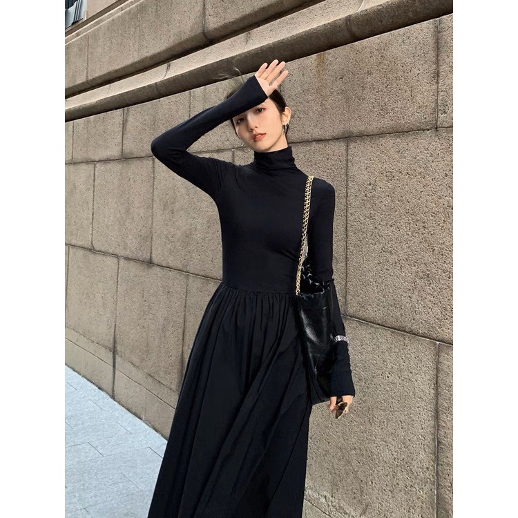 Váy Thun Công Sở Sang Chảnh Cổ Cao Hack Dáng Dài Tay - Ellie Dress