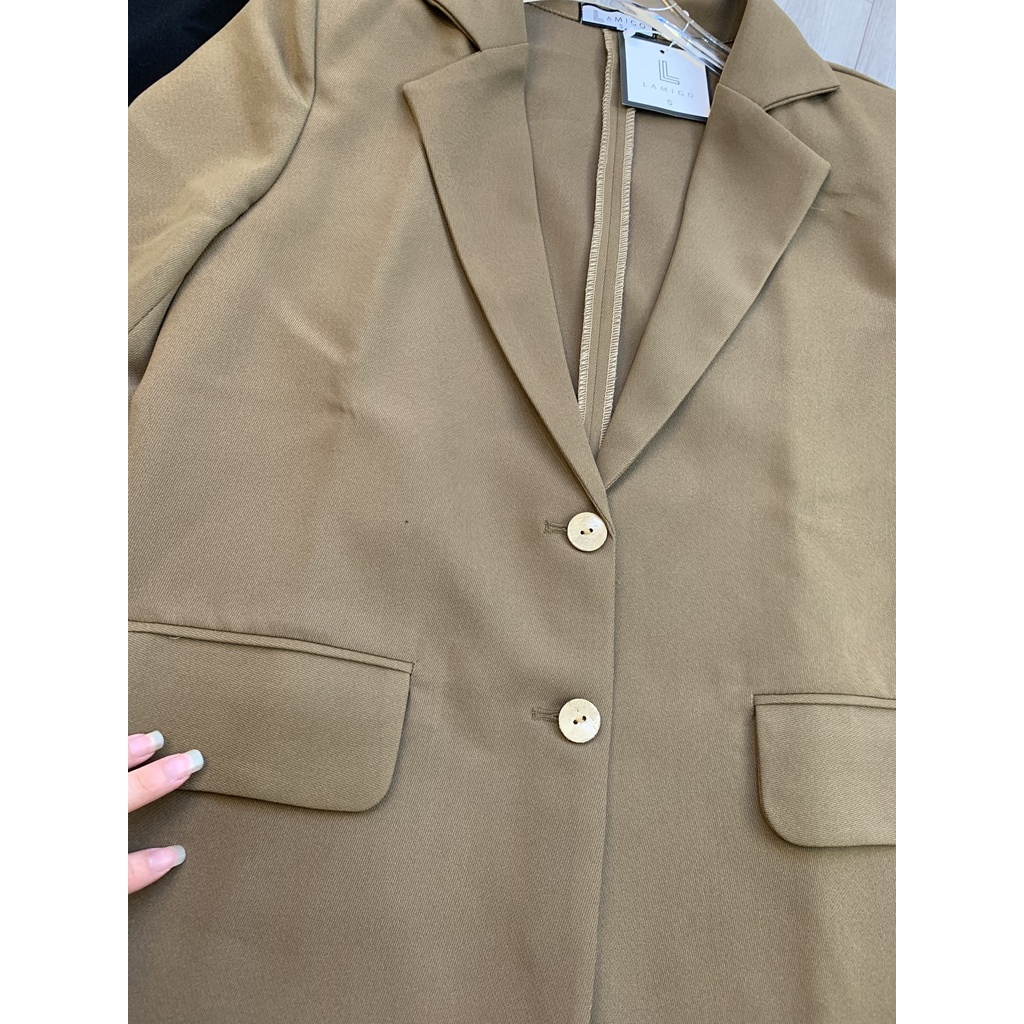 Áo vest - blazer dáng suông dài tay cúc dừa H166