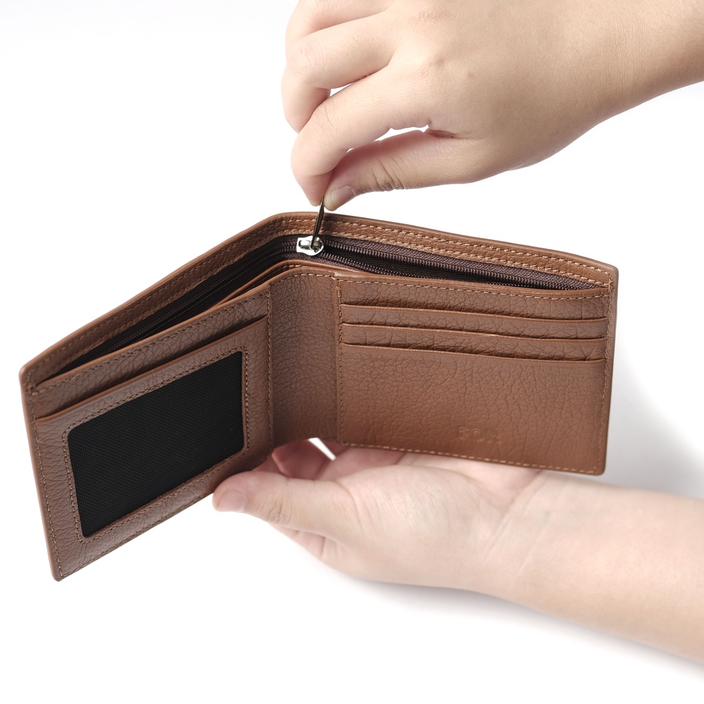 Ví mềm da bò Nappa FOR - Dáng đứng/ngang - Màu nâu bò V73S