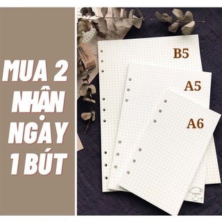 Giấy refill ruột sổ còng A5 A6 B5 6 9 lỗ giấy kẻ vuông ngang trơn chấm trang trí bullet journal - Tadaa Gifts