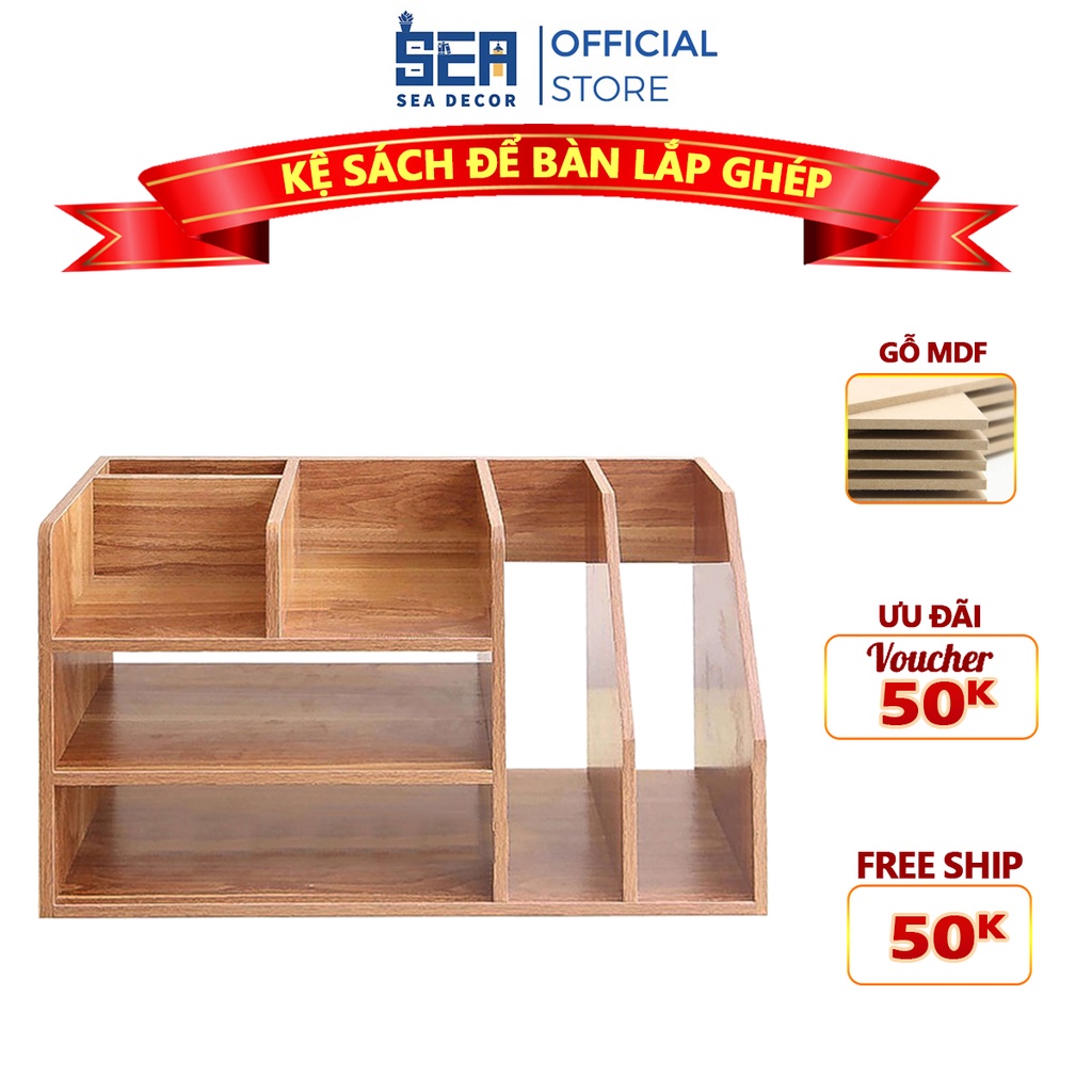 [Mã BMLT35 giảm đến 35K đơn 99K] Kệ Sách Để Bàn Lắp Ghép, Tủ Hồ Sơ Để Bàn Đa Năng Sea Decor