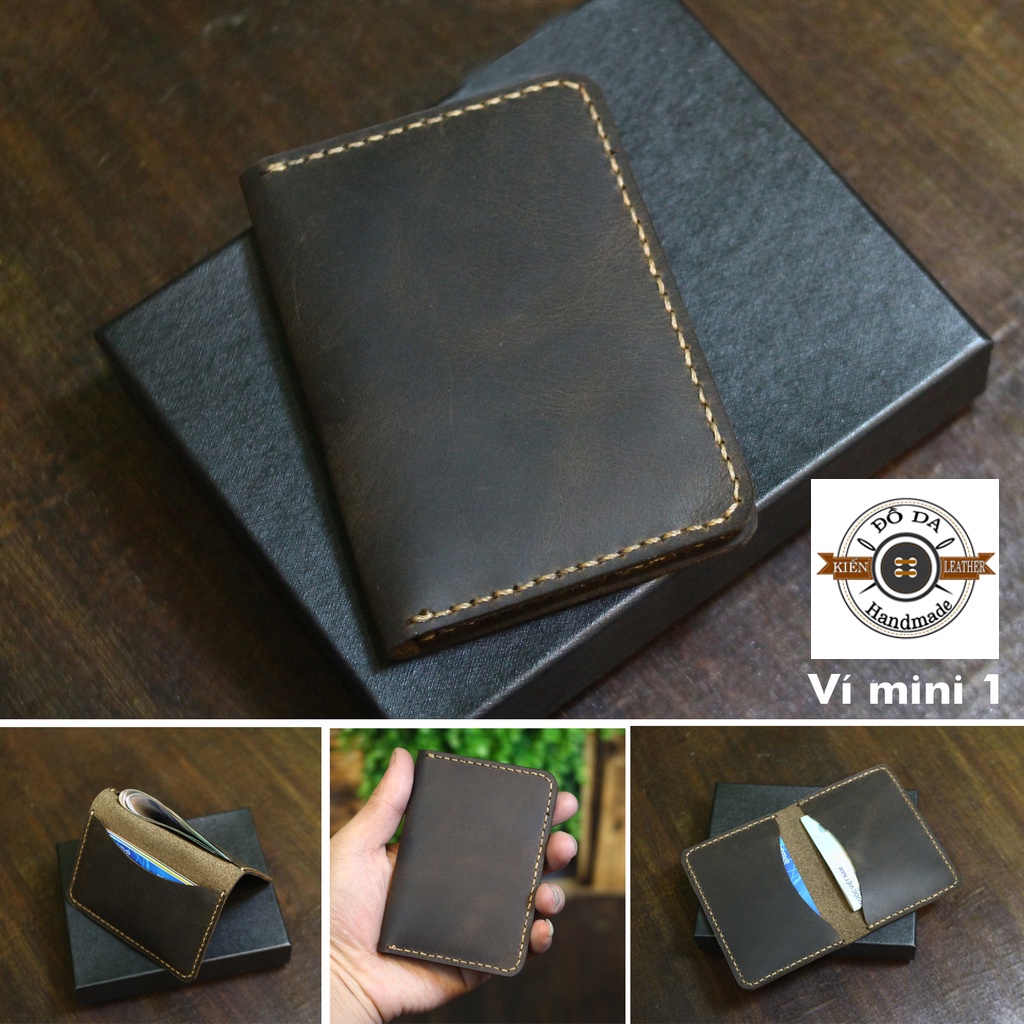 Ví Nam da bò thật Siêu Tối Giản, ví nam làm quà tặng, FULL HỘP