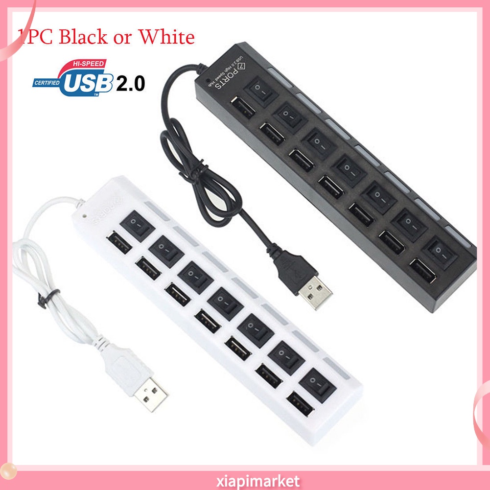Bộ HUB chia 7/4 cổng USB 2.0 có công tắc tắt/bật cho PC Laptop
