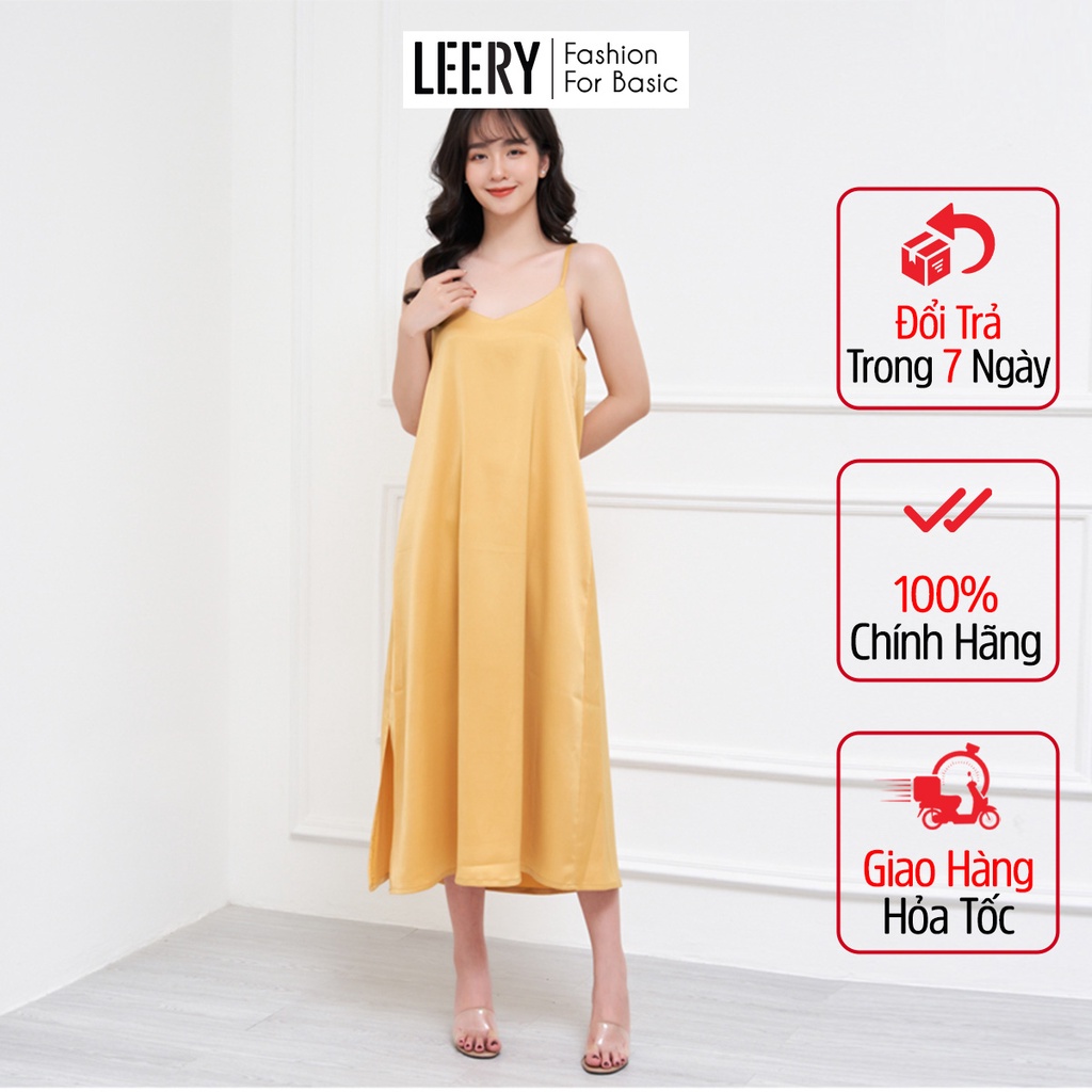 Đầm maxi lụa Leery có nút điều chỉnh độ dài váy lụa dáng dài chất đẹp váy ngủ chống nhăn V2D-01