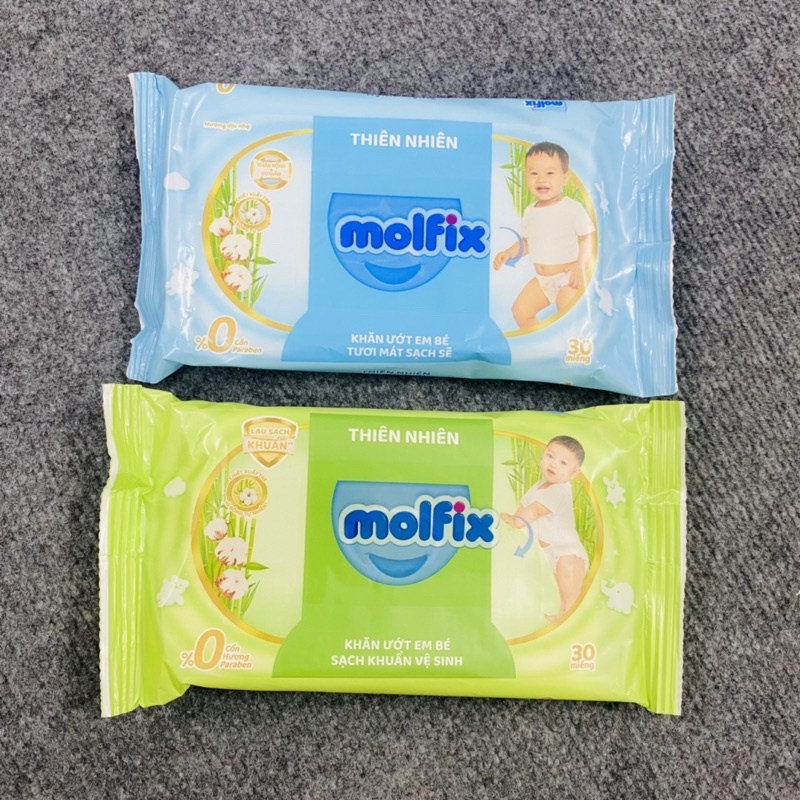 1 gói khăn ướt Molfix 30 miếng Organic Thiên Nhiên , không cồn, giấy ướt sạch khuẩn