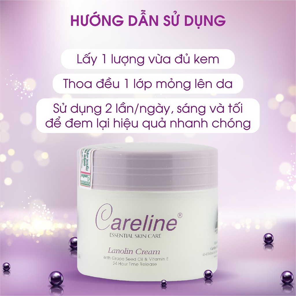 Kem dưỡng ẩm mỡ cừu (tím), nhau thai cừu (cam) Careline Lanolin/Placenta Cream, Úc (100g) cho mọi lứa tuổi