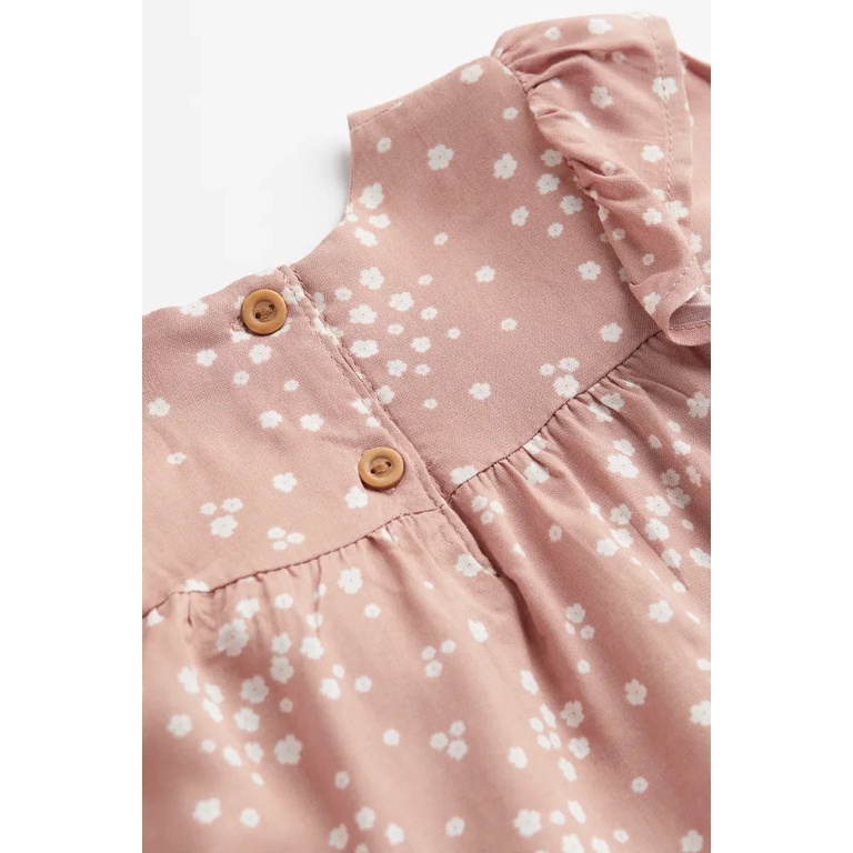 Váy dài tay cánh tiên hồng hoa trắng HM H&M _hàng chính hãng authentic