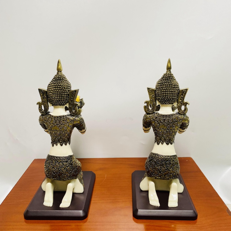 Cặp tượng cô tiên dâng nến, cô tiên dâng đèn sử dụng trên ban thờ phật, thần tài, ban gia tiên