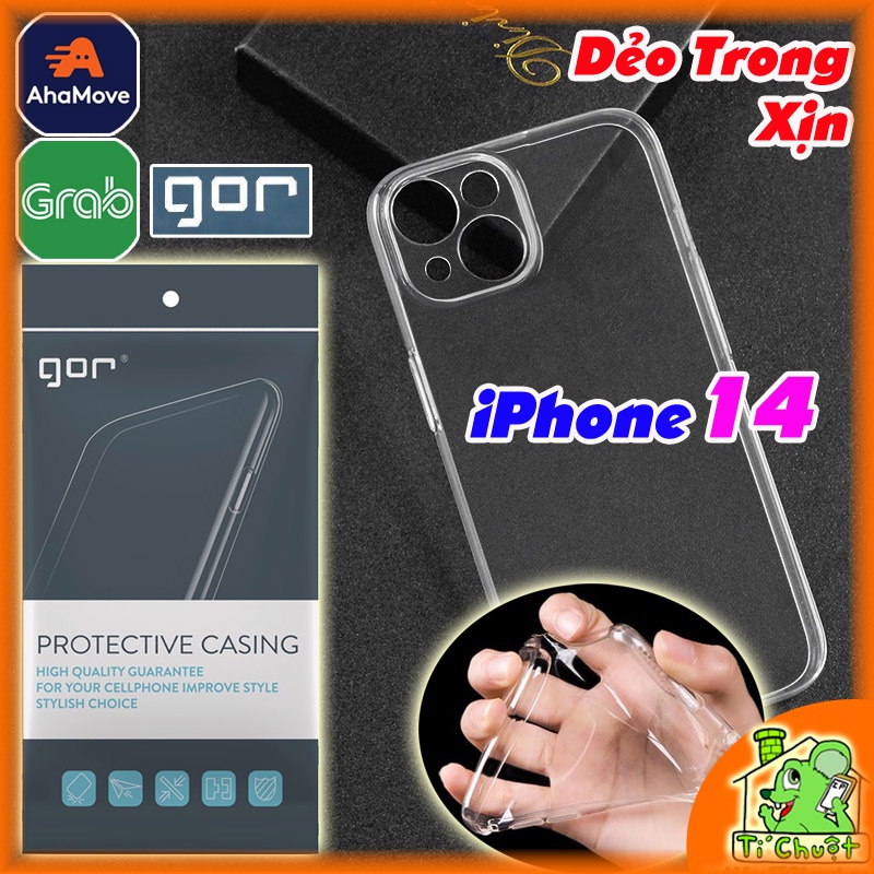 [Chính Hãng GOR-Ảnh Thật] Ốp lưng iPhone 14 Silicon Dẻo Trong Suốt