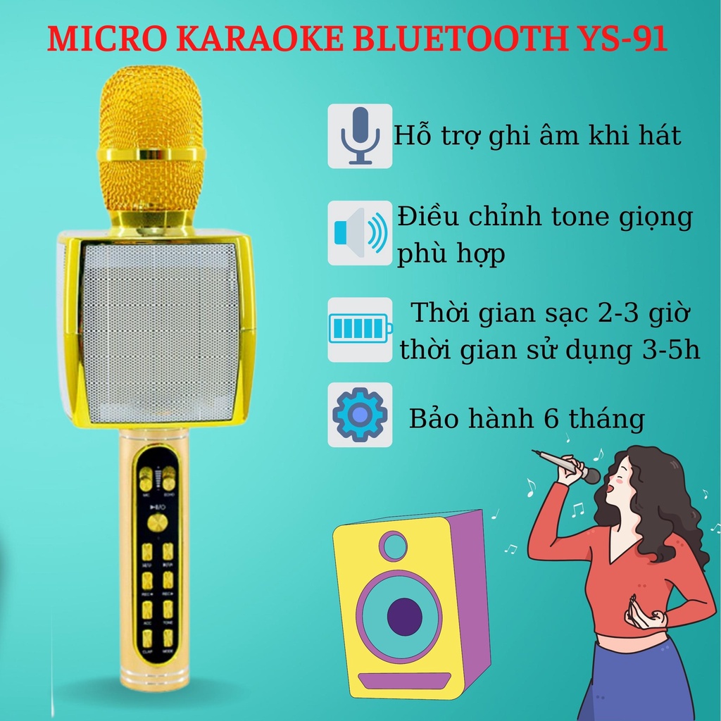 Micro karaoke bluetooth Noproblemsok YS91 âm thanh hay loa lớn đập cực phê
