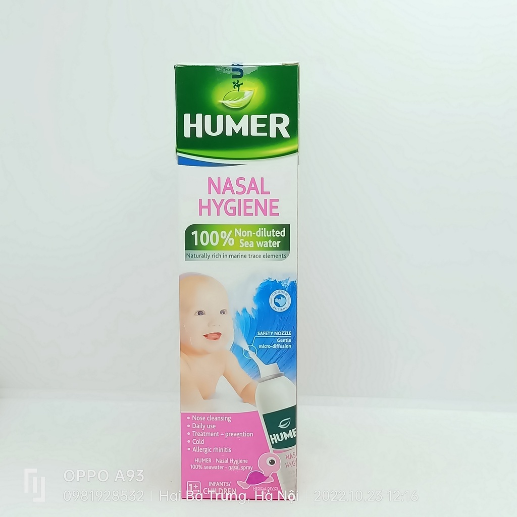 Xịt muối biển Humer trẻ em 150ml rửa mũi, làm sạch mũi.