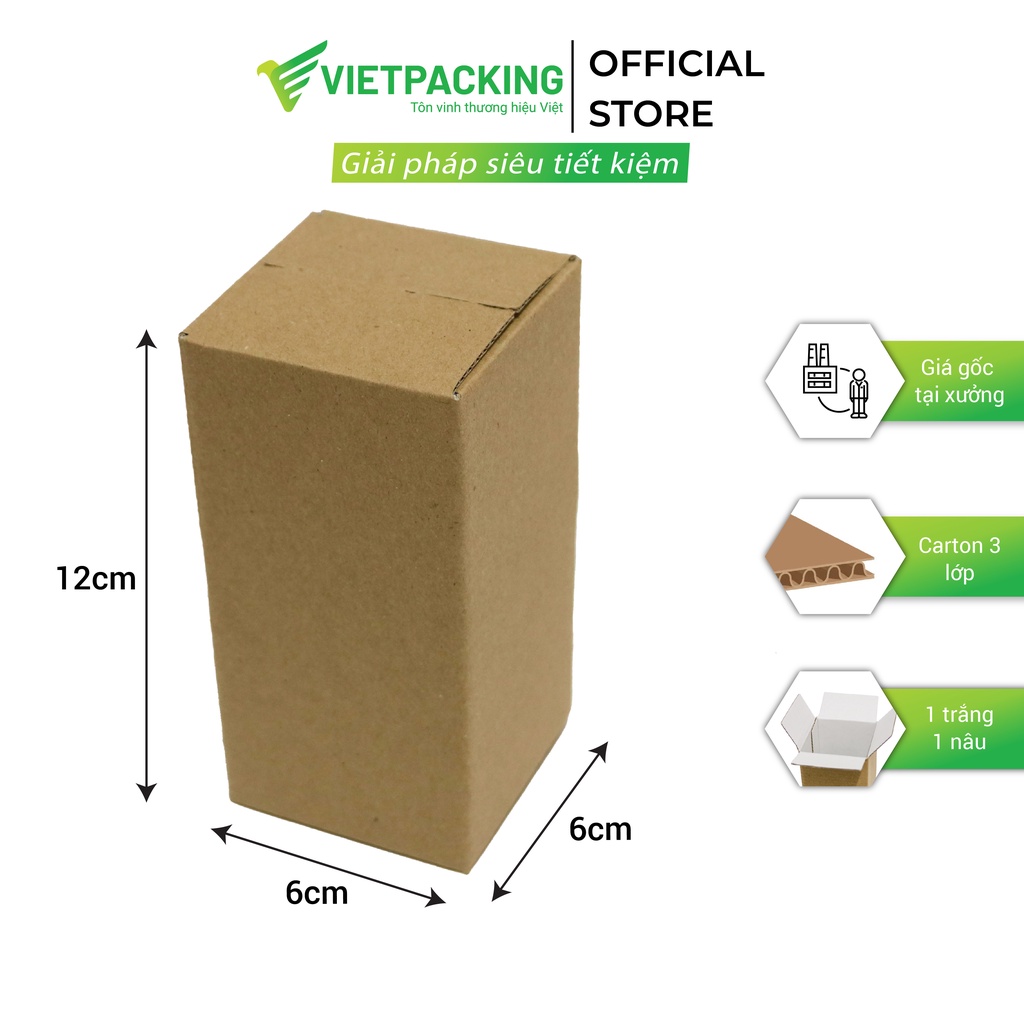 6x6x12 - 50 hộp carton dáng cao đựng mỹ phẩm siêu đẹp V003 - VietPacking Official