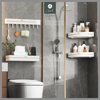 Bộ giá nhựa để đồ nhà tắm dán tường, kệ nhà tắm kèm móc treo đồ dùng phòng tắm phong cách hiện đại cao cấp ASSEL