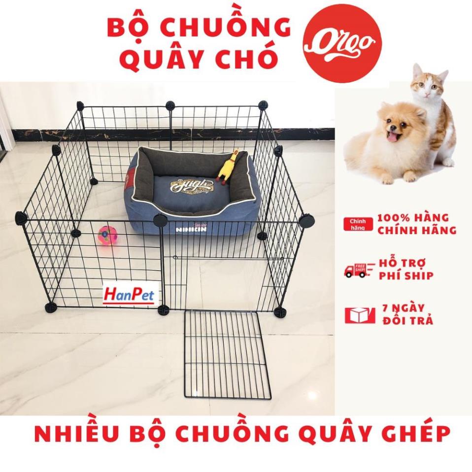 Bộ Chuồng quây chó mèo Orgo New lưới lắp ghép có cửa chuồng cũi kèm chốt