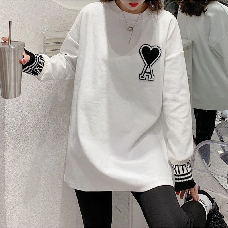 NRVP Áo Thun Nữ Dài Tay Dáng Rộng In Hình Phong Cách Hàn Quốc Kiểu Mới