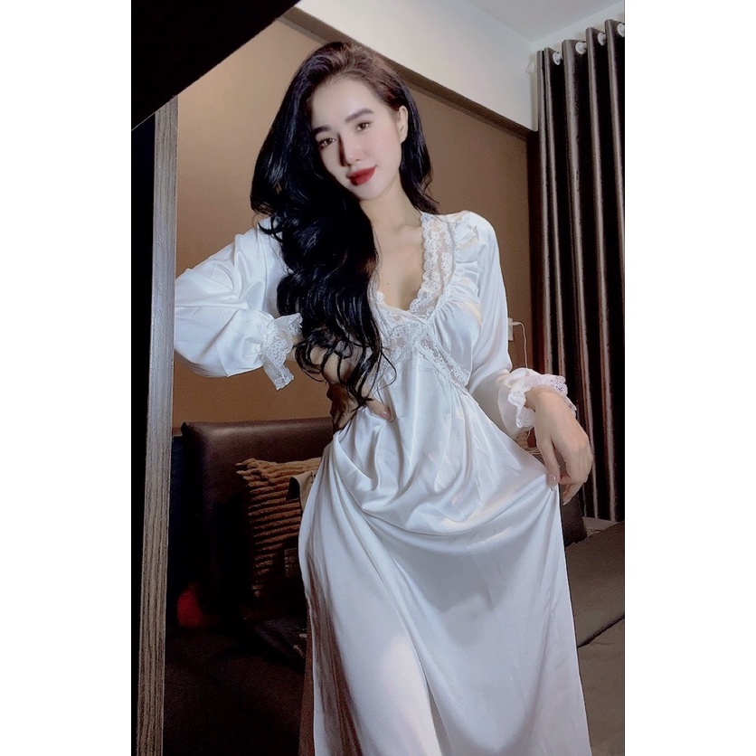 Đầm ngủ sexy tiểu thư tay dài hàng thiết kế | BigBuy360 - bigbuy360.vn
